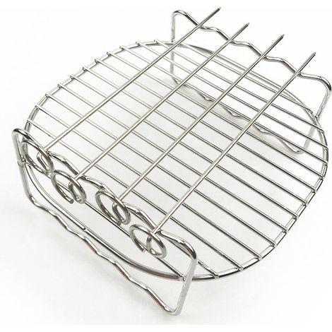 Grille friteuse air double couche inox avec brochettes, accessoire barbecue cuisson (1/5)