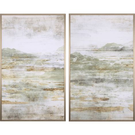 Quadro Set Gallery 55 x 90 cm stampa su tela dipinta a mano con fogli dorati