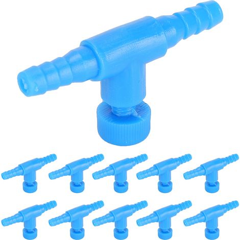 Lot de 10 raccords en T pour aquarium, 3 voies, pour tuyau d'air comprimé de 0,2 pouce, avec valve de réglage du débit. (1/5)