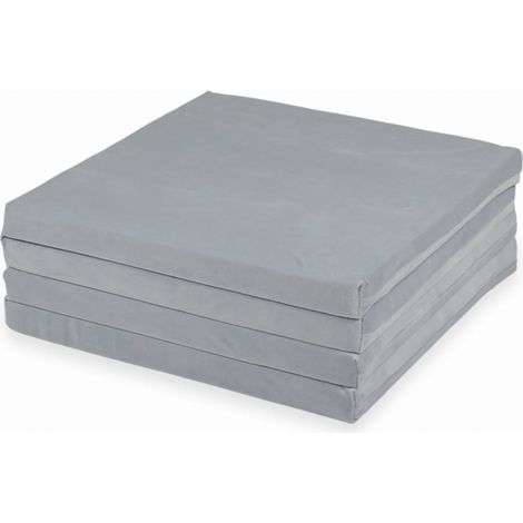 Tappeto da gioco 120x120cm per bambini, quadrato, pieghevole, Velvet Soft, grigio chiaro (1/4)