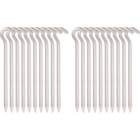 20 pièces piquets de tente clous fixes piquets de sol clous de sable de camping 18 cm piquets de jardin en aluminium piquets de tente de camping en plein air (1/5)