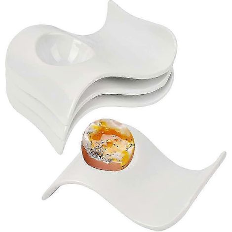 Lot de 4 coquetiers en porcelaine, forme coquille d'œuf, 13,5 x 8 x 3,5 cm (blanc)