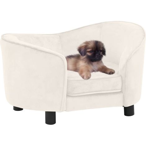 Canapé pour chien, Lit pour animal, Fauteuil pour chien Crème 69x49x40 cm Peluche MJU9515 (1/5)