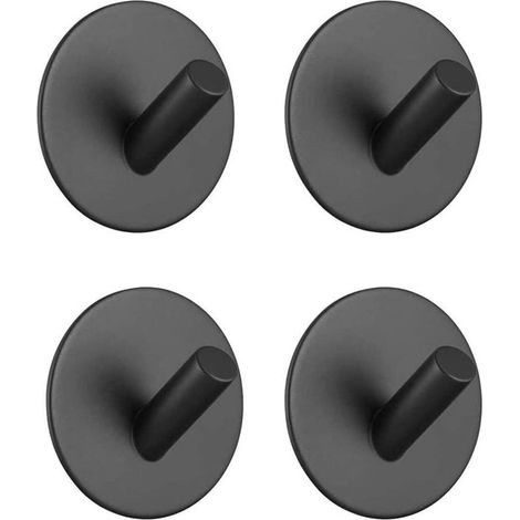 ganci adesivi 3M da parete per bagno, cucina, toilette e armadi, in acciaio inossidabile, rotondi, neri. (1/4)