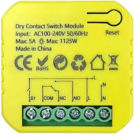 Relais à contact sec intelligent Tuya ZigBee 5A, contrôlable à distance via application, minuterie, DC12/24V AC100-240V, compatible Google Home et Alexa (1/5)