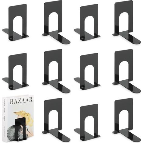 Fermalibri in metallo nero, ideali per la casa o l'ufficio.