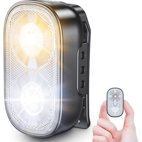 500LM Lampe Torche à Clip, Spot/Flood 10 Modes Lampe de Poche Mains Libres, Autonomie Longue Durée, Étanche IP65 & Rechargeable, Lampe LED Mini pour Camping, Randonnée, Course & Urgence (1/5)