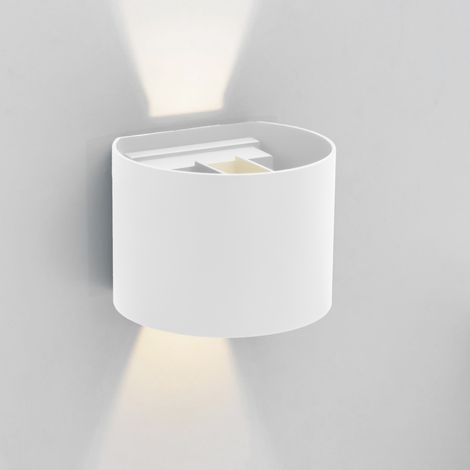 AXIS Aplique de Pared para Exterior IPP55 de Diseño Moderno y Elegante. Iluminación Led de Fachada, Terraza o Jardín de 3000K. Aplique Redondo de Aluminio. Color Blanco (1/5)