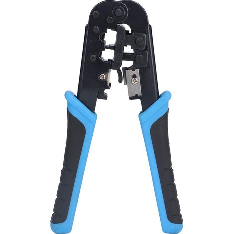 Pince à sertir réseau RJ45 RJ11 8P 6P, outil de dénudage et coupe-câble, modèle JLN568, bleu et noir. (1/5)