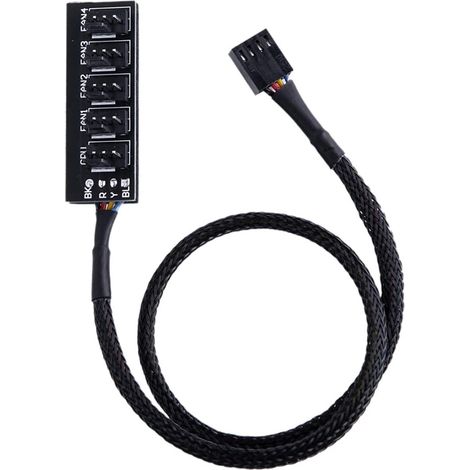 1 Hub de ventilateurs PWM, connecteur 4 broches, câble répartiteur 1 vers 4, adaptateur alimentation 12V, pour ordinateur (1/5)