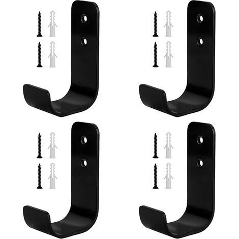 Lot de 4 crochets muraux pour garage, crochets muraux robustes pour accrocher des échelles, crochets de suspension de garage en forme de J, crochets de rangement muraux pour la maison et le (1/5)