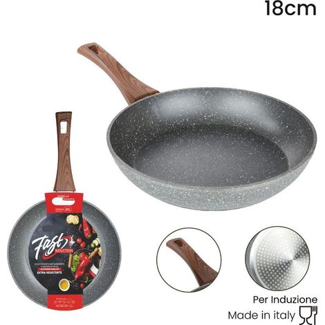 Trade Shop - Anti-kratzfeste Antihaft-Beschichtungsschale für Induktion Holzgriff von Ø 18 bis 26 cm - -durchmesser 18cm -