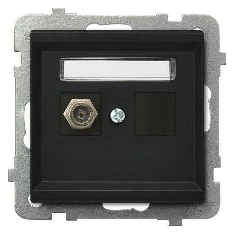 Presa per antenna singola Sonata tipo F, nera metallizzata GPA-1RF/m/33
