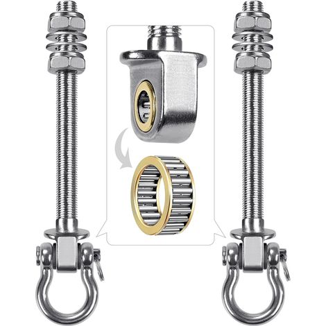 Kit di 2 bulloni per gancio per amaca da 22,5 cm con cuscinetto girevole per sedia da interno/esterno, corda da yoga, sacco da boxe, sacco di sabbia, 1500 libbre