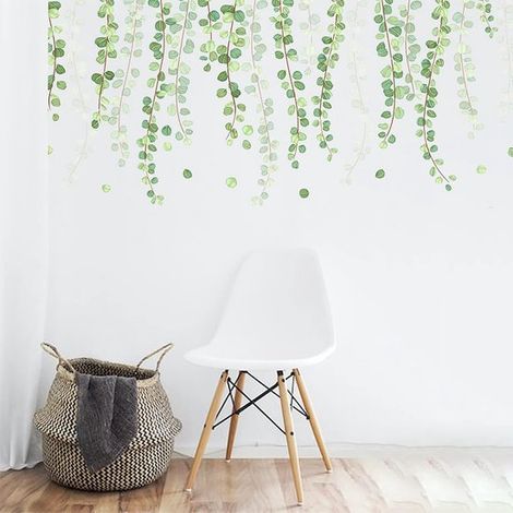 Vinilo decorativo de pared - 110 × 44 cm - Vinilo decorativo de enredadera de eucalipto - Eucalipto - Vinilo decorativo de pared - Decoración - Lámina autoadhesiva - Para salón, pasillo, dormitorio (1/5)