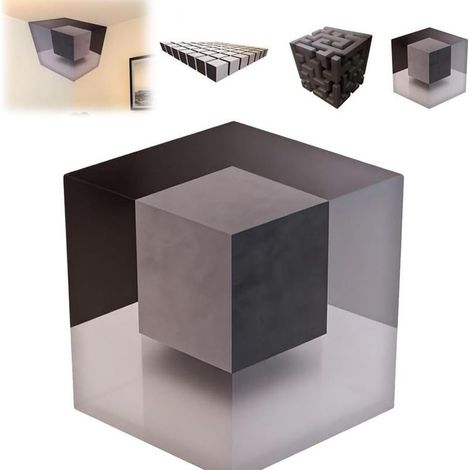 Décoration Murale - Effet Optique 3D - 50 x 50 cm - PMMA - Gris (1/5)