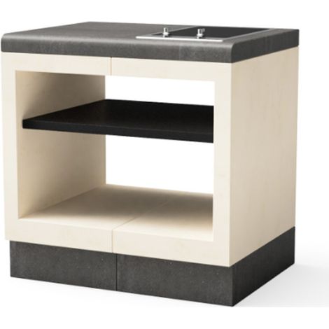 Modulo Bancada con Placa Vitroceramica para Barbacoa de Obra Kitaway 84×63×85 cm Base Blanca/Gris para Barbacoa (1/5)