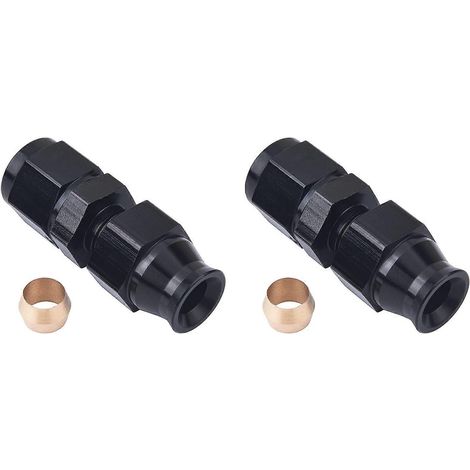 Adaptateur de raccord pour tube rigide de carburant, 2 x 6AN femelle vers 5/16 pouce, en alliage d'aluminium anodisé noir droit. (1/5)