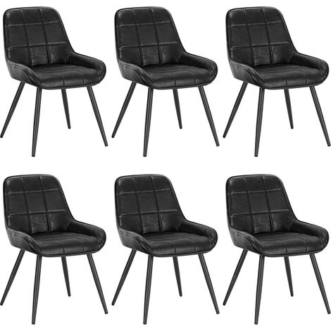 WOLTU 6x Faux Leather Dining Chairs Metal Legs Reception Restaurant Chairs Black (1/5)