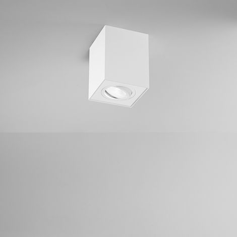 Faretto-plafoniera in alluminio bianco Centric 1 luce attacco GU10 quadrato 9,5cm