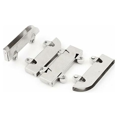 4pcs roulettes porte coulissante verre Double roues Acier inoxydable 5 mm (1/4)
