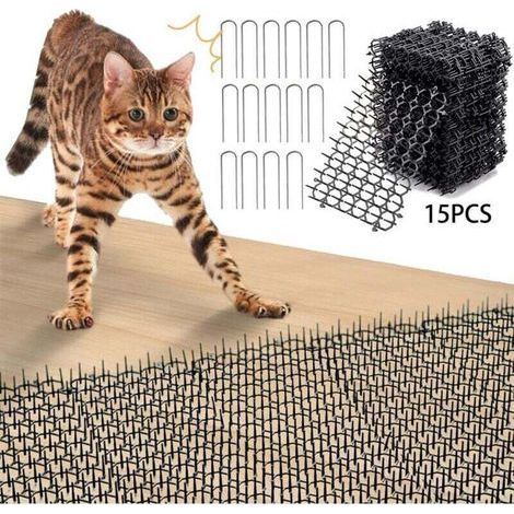Anti-Cat Mat, Anti-Cat Spike, 15-Piece Anti-Dog Mat with Spikes, Outdoor Anti-Cat Barrier, Cat Repellent Mat, Powerful Outdoor Anti-Cat, Anti-Cat Grid, Indoor Dog Repellent Mat (1/4)