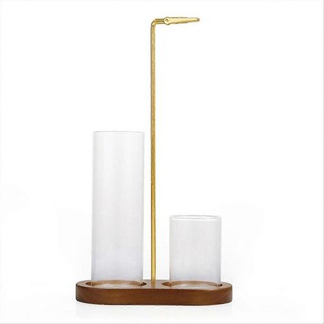 Räucherstäbchenhalter, Aschebehälter mit Glasauffangschale und integriertem Räucherstäbchenhalter, dunkelbraun (1/5)