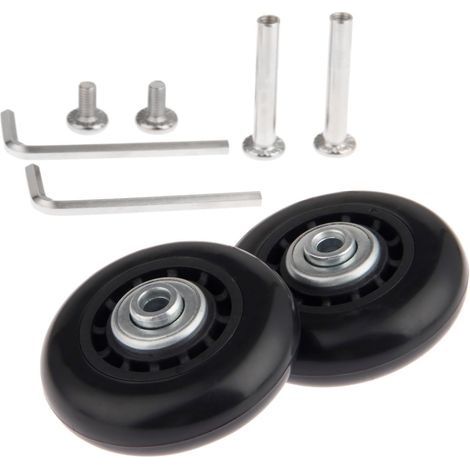 Roulette de valise 64x18mm – Lot de 2 roulettes de rechange avec essieux – Caoutchouc et acier – Roues silencieuses pour remorque (1/3)