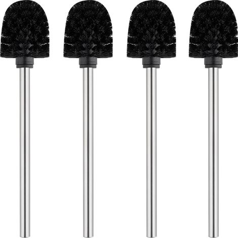 4 Brosses Toilettes WC, Têtes Interchangeables, Manche INOX 26 cm (1/5)