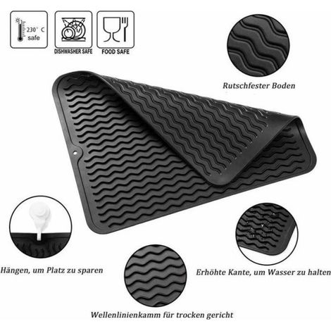 Tapis De Séchage - Silicone Alimentaire - Antidérapant Égouttoir Vaisselle - Résistant Chaleur JusquÀ 230 °C - 40 X 30 Cm - Lot De 2 (1/4)