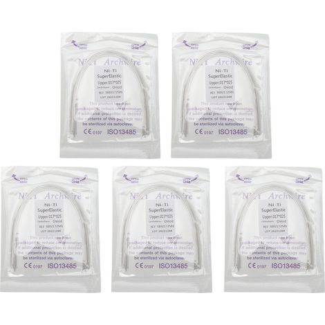 50 pièces Fil Orthodontique Rectangulaire en Nickel Titane 0.017 x 0.025 Pouce pour Arcade Supérieure (1/5)