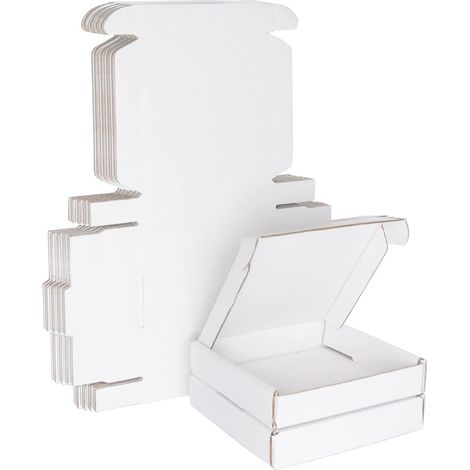 10pcs White Corrugated Shipping Boxes, Large Mailboxes 100x100x20mm, Small Parcel Packaging Postal Boxes for Business, Shipping, Storage or Gifts (1/5)