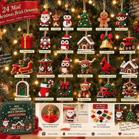 Calendrier de l'Avent avec mini briques de Noël, 24 modèles à construire et à exposer pendant les fêtes. (1/5)