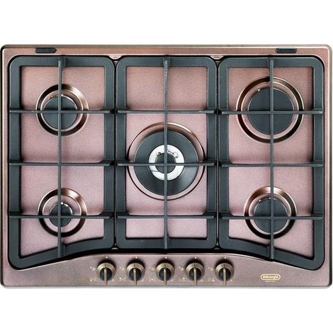 De'Longhi ROF 57 PRO Country Piano cottura Gas 70 cm 5 fuochi Tripla Corona Griglie Ghisa colore Ramato