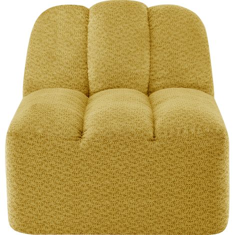 Canapé sans bras Brravo en polaire granuleuse jaune, modèle confortable au tissu doux, canapé design tendance pour votre salon et espace de vie (1/5)