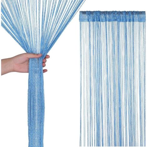 Bleu 200cm x 100cm Paillette Corde Rideaux Fly Écran Pièce Diviseur Frange Panneau Gland Rideau pour Porte,Windows,Portes,Maison Décoration,Événement Décoration (1/4)