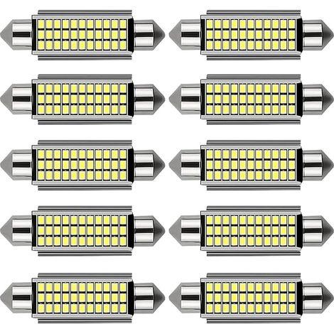 LED Shuttle Bulb, 12 V 3 W LED Interior Light Bulb, 41 mm Car Ceiling Light for Automotive, Reading Light Plug and Play for Interior, Festoon LED Bulb for Car Interior (1/5)