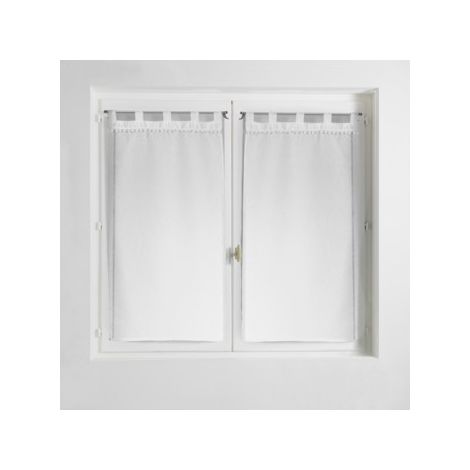 Paire droite passants 2 x 60 x 120 cm voile sable top pompons poupette Blanc (1/3)