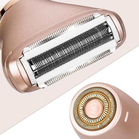 Rasoir Électrique Femme 2 en 1, Tondeuse Bikini Jambes Aisselles Visage, Rasoir Rechargeable Étanche Wet & Dry (Or Rose) (1/5)