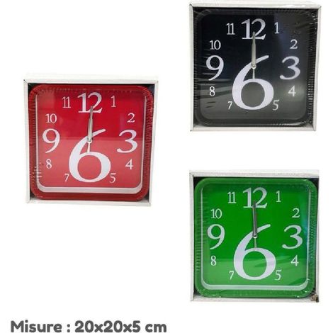 TrAdE Shop Traesio - Orologio Da Parete Quarzo Muro Quadrato Colorato Casa Arredamento 20 X 20 X 5 Cm -
