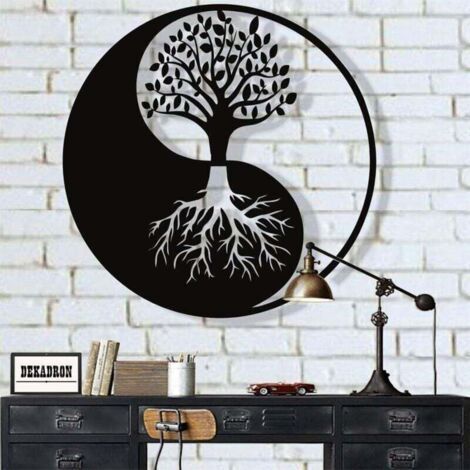 Décoration Murale Métal - Arbre de Vie - Yin Yang Décoration Murale Métal 2828 cm noir (1/4)