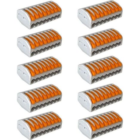Set di connettori per cavi con dado a leva Premium PCT-218 da 10 pezzi , connettori per cavi conduttori compatti a 8 porte, morsettiera con connettore a molla compatta