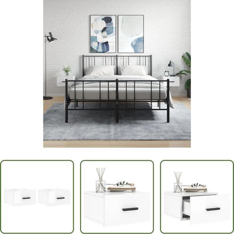 Wandmontage - Wand-Nachttische 2 Stk. Hochglanz-Weiß 35x35x20 cm (1/5)