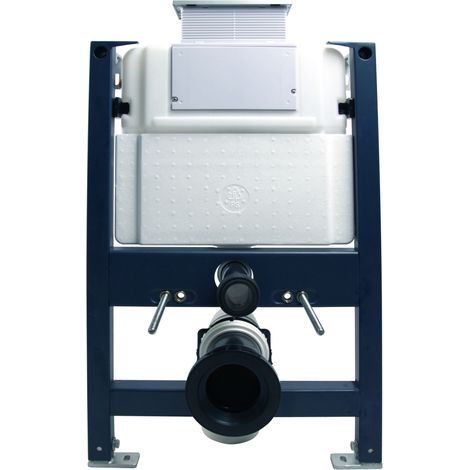 BERNSTEIN - Bâti-support WC encastré reglable, Panneau fixation toilettes suspendus / mural + platine de chasse satinée - 50x79x16,5-20cm - G3005A (1/3)