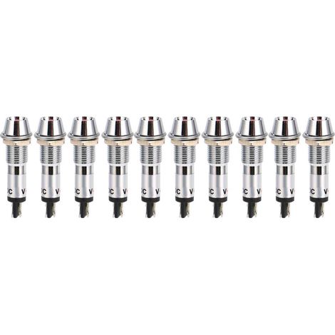 Lampe témoin LED rouge mini 24V DC, lot de 10 pièces, voyant lumineux pour tableau électrique (rouge, jaune, vert). (1/5)