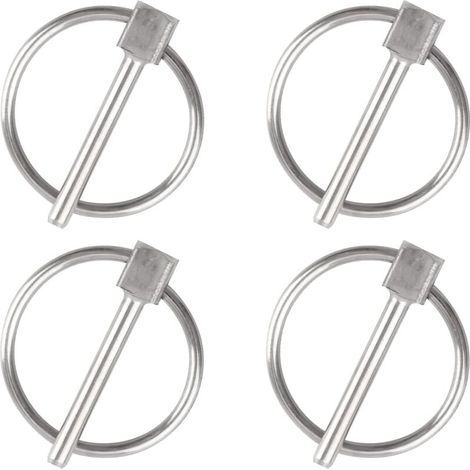 DEBUNS - Pasador de seguridad redondo de acero inoxidable de 3 mm de diámetro, 4 unidades, para remolque, para vías, granjas y césped. (1/5)