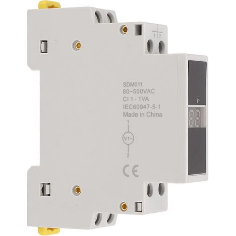 Compteur de tension monophasé à affichage numérique, boîtier ABS, mini voltmètre modulaire pour électricien AC80V-500V (1/5)