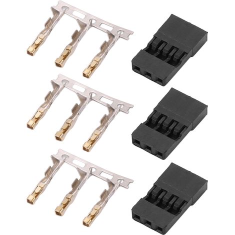 Lot de 100 Connecteurs 3 Broches Mâle Femelle 11.040, Prise à Broche Dorée pour Récepteur Avion Modèle Biseauté (1/5)