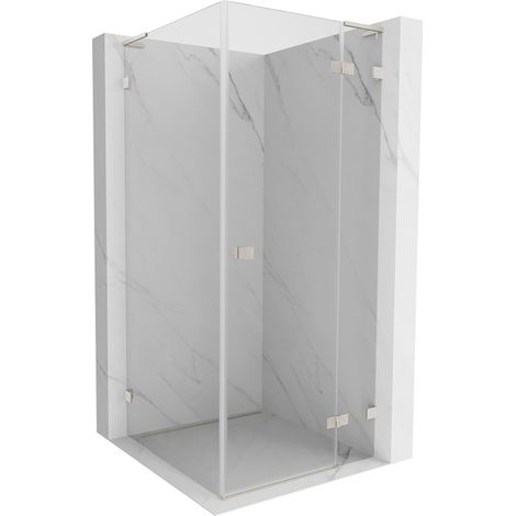 Mexen Lunar L cabina doccia con porta a battente a destra 90 x 90 cm, trasparente, nichel spazzolato - 834L-090-090-97-00-P (1/5)