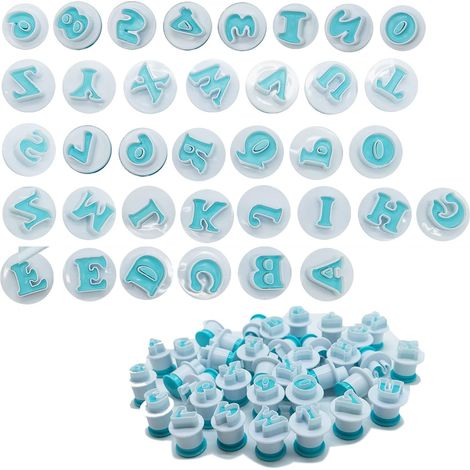 Lot de 36pcs Emporte-Pièce, Lettres Alphabet Nombre Découpoirs pour Décoration Pâte à Sucre, Biscuit, Gteau, Ustensiles à Pâtisserie - Pour mariage, anniversaire, Noël, fête prénatale (1/5)
